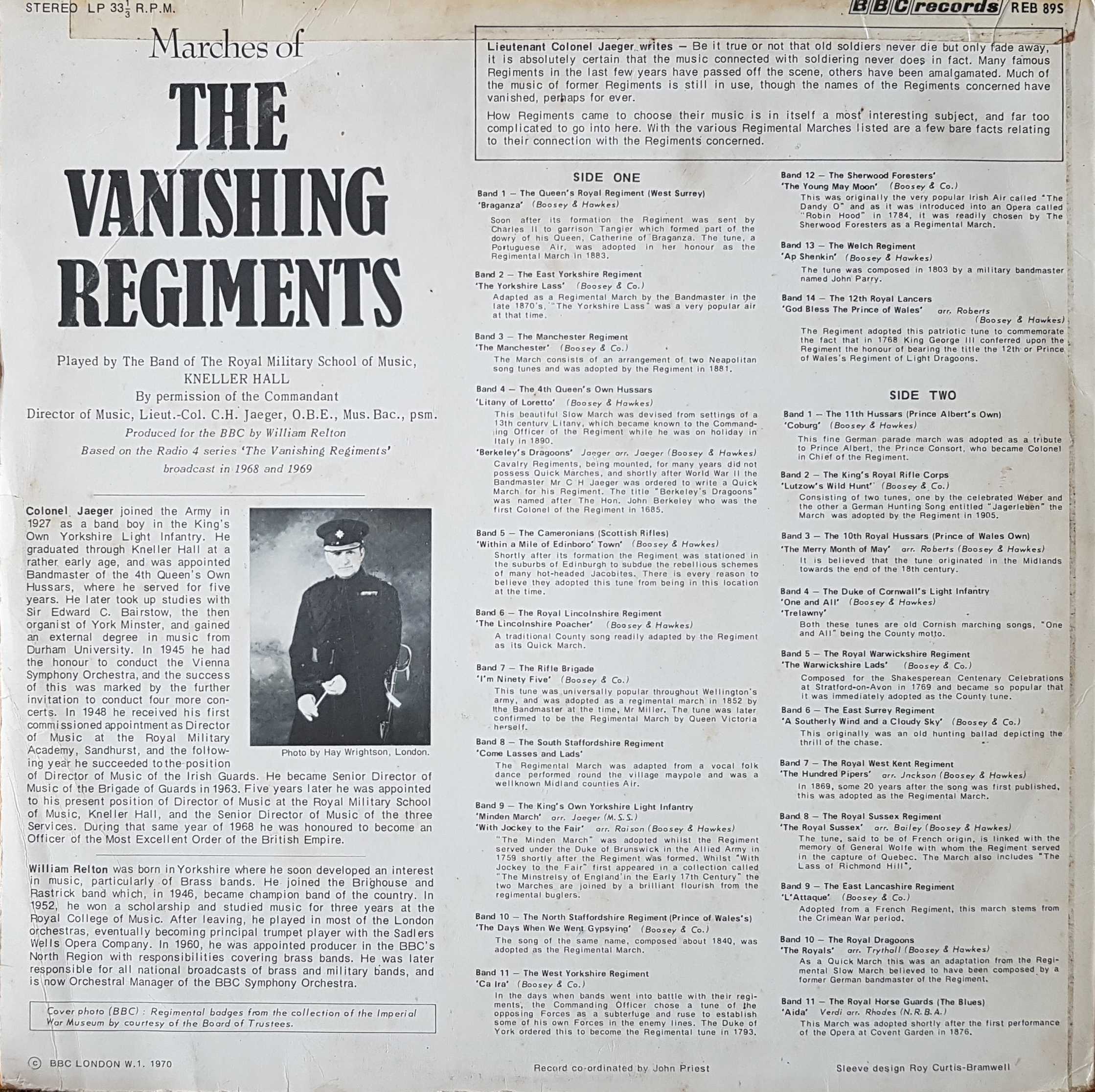 Picture of REB 89 The vanishing regiments by artist Various from the BBC records and Tapes library